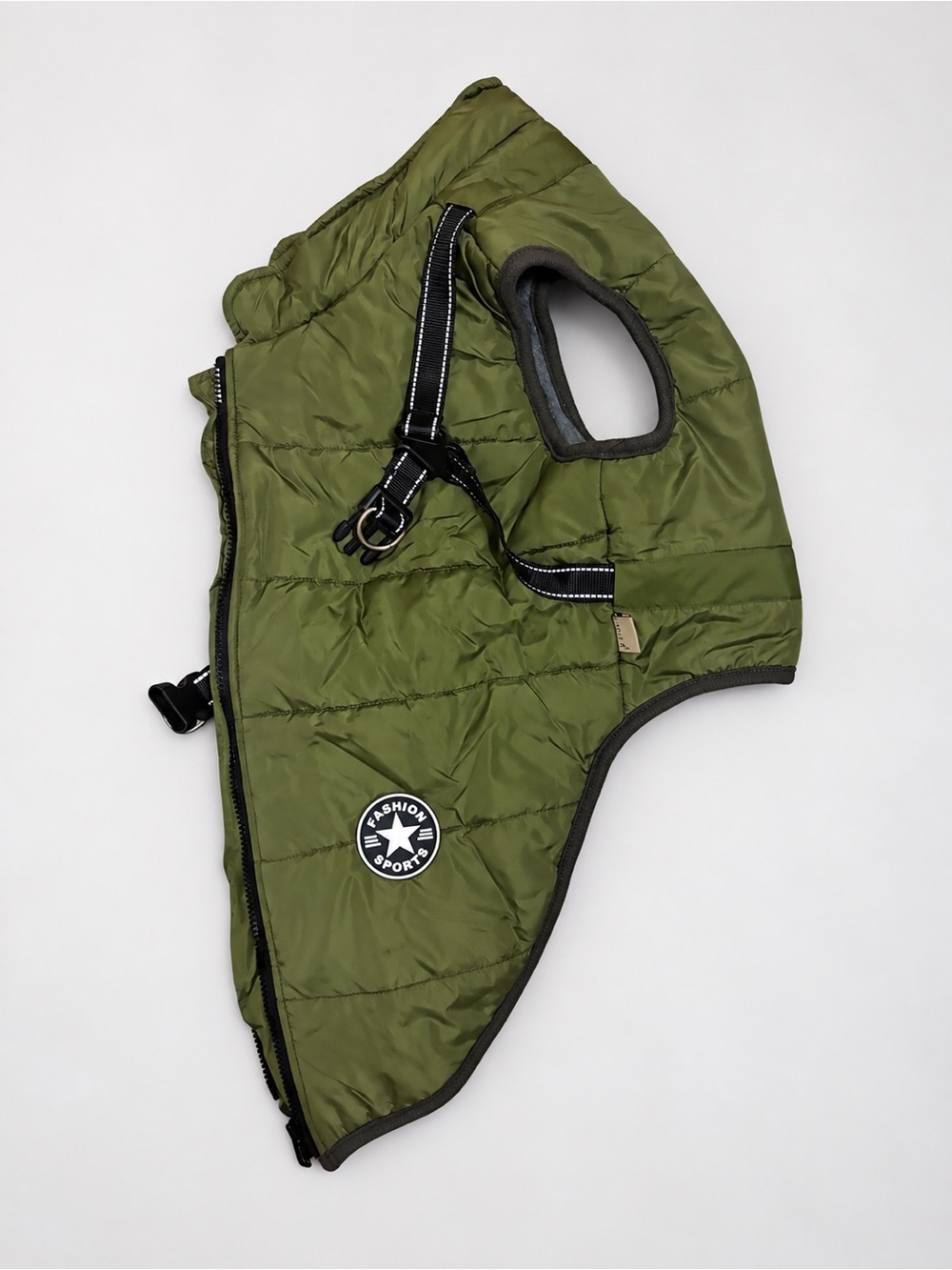 V.PET.B.R Olive Green Quilted Dog Coat / Vest with Fleece Lining - NWOT